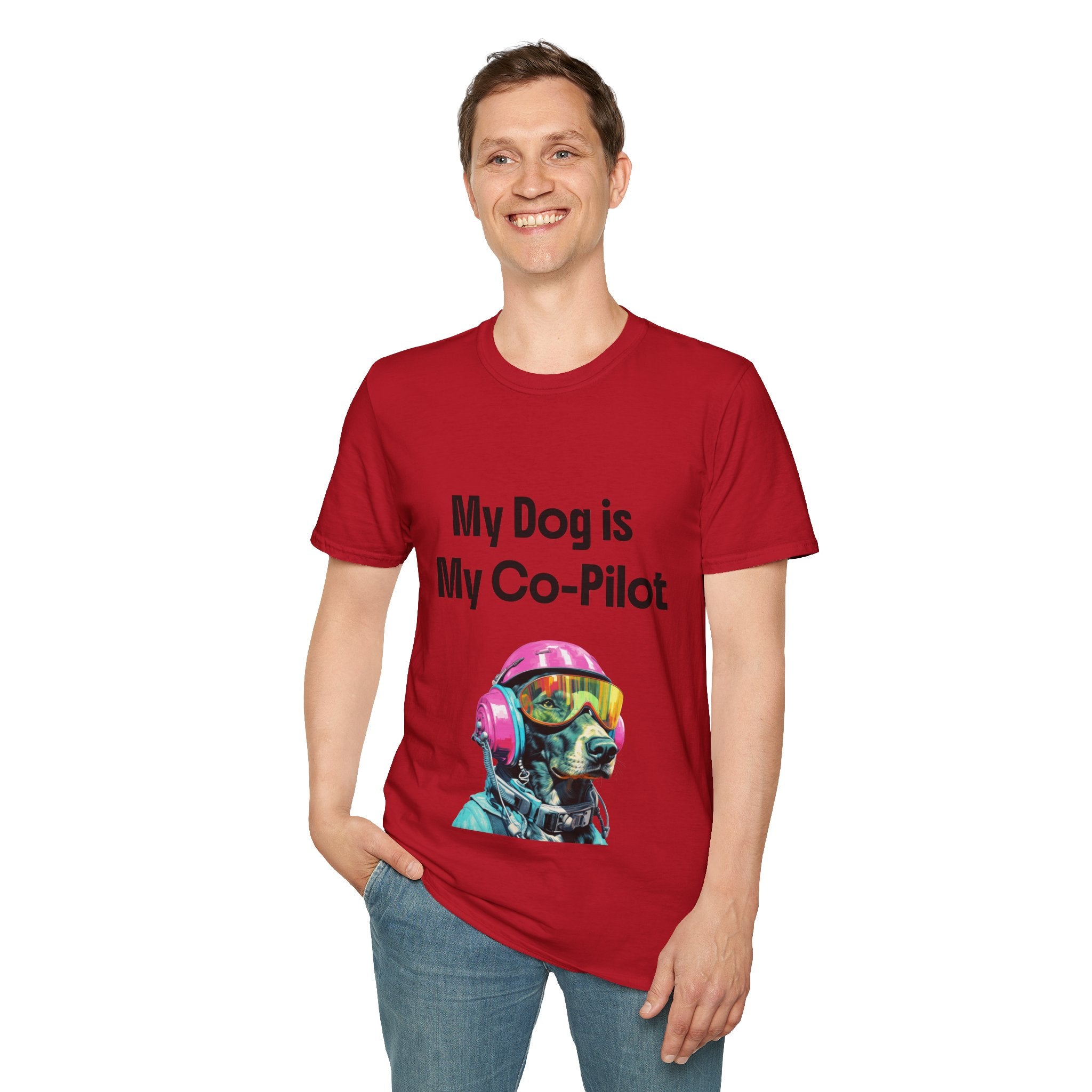 Dog Co-Pilot Unisex Softstyle T-Shirt