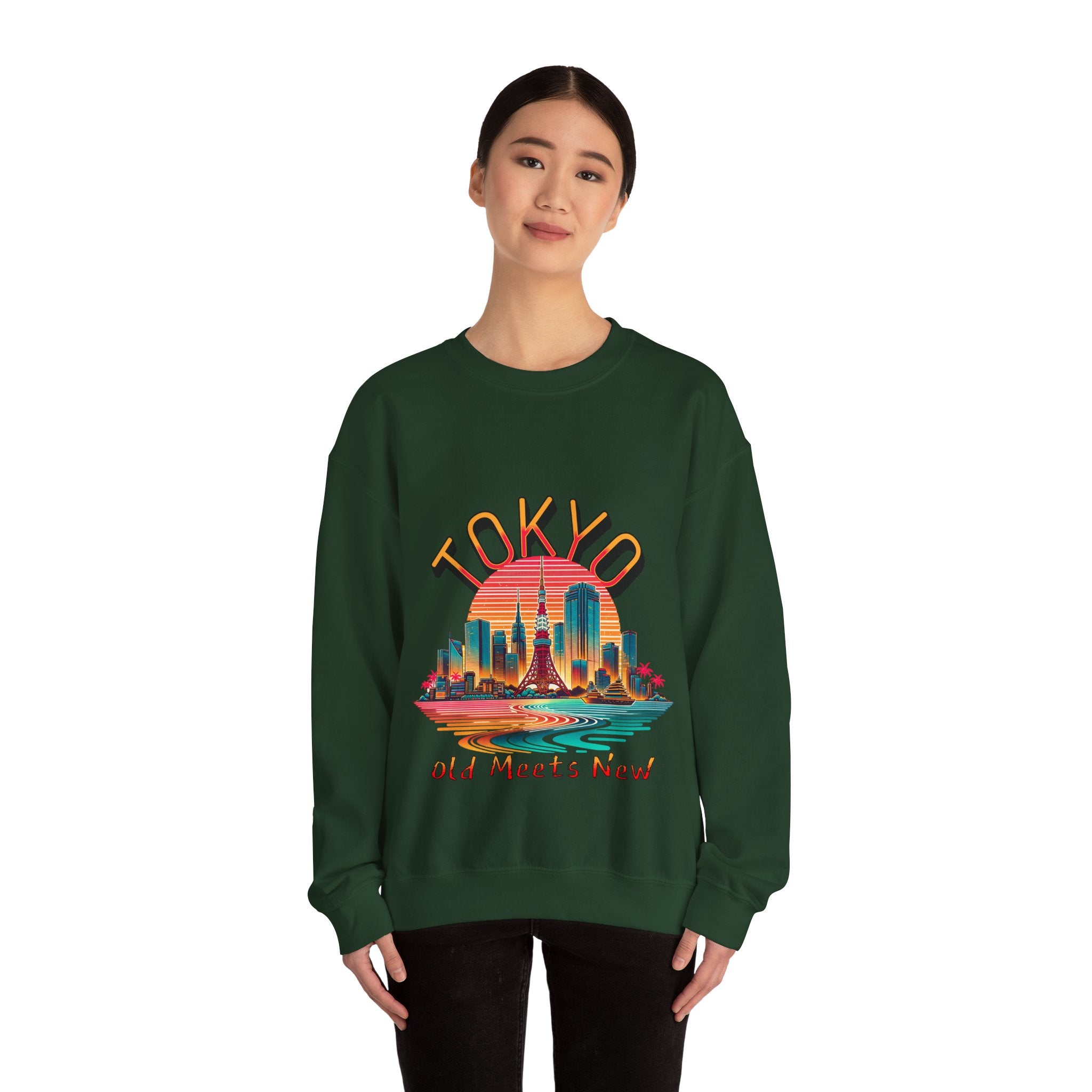Toyko Old meets New Unisex Heavy Blend™ Crewneck Sweatshirt