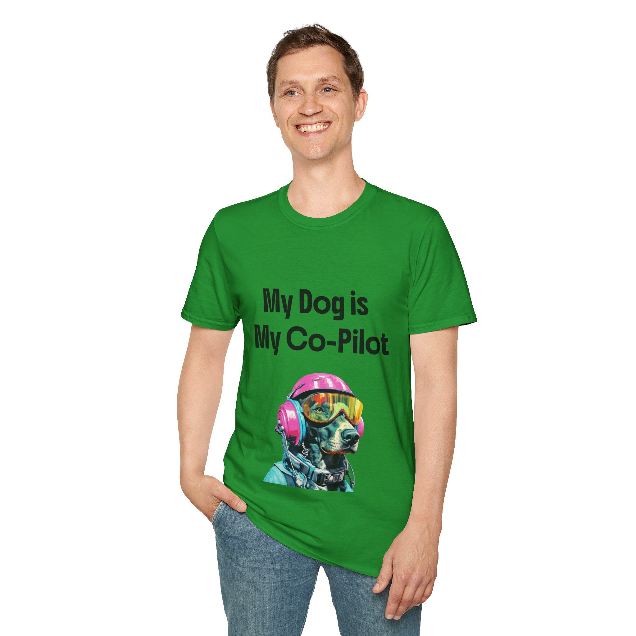 Dog Co-Pilot Unisex Softstyle T-Shirt