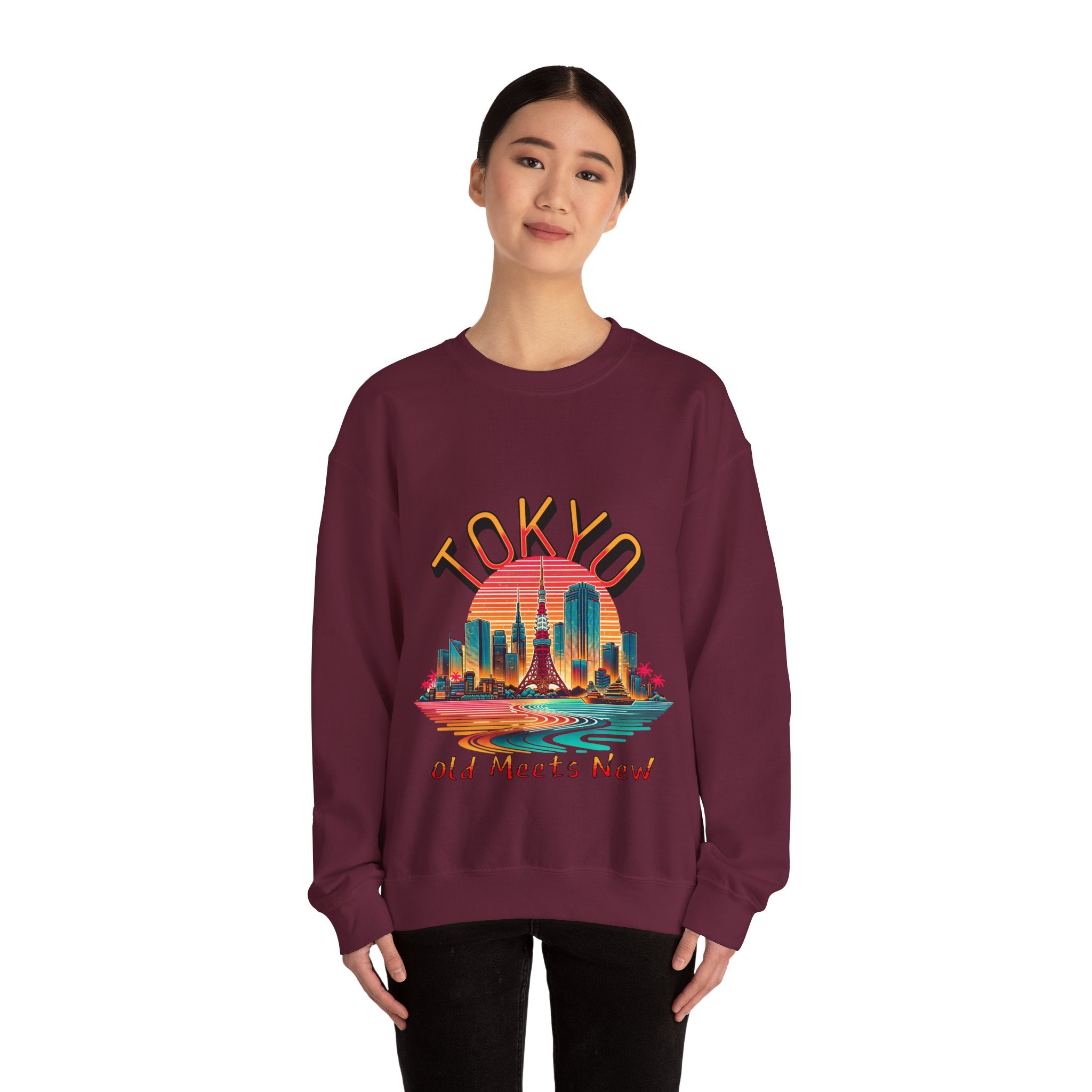 Toyko Old meets New Unisex Heavy Blend™ Crewneck Sweatshirt