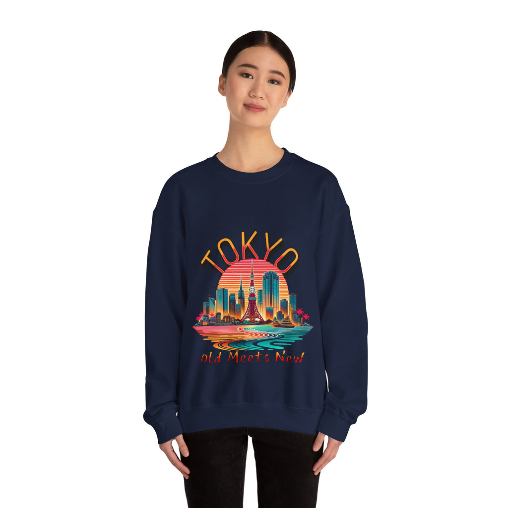 Toyko Old meets New Unisex Heavy Blend™ Crewneck Sweatshirt
