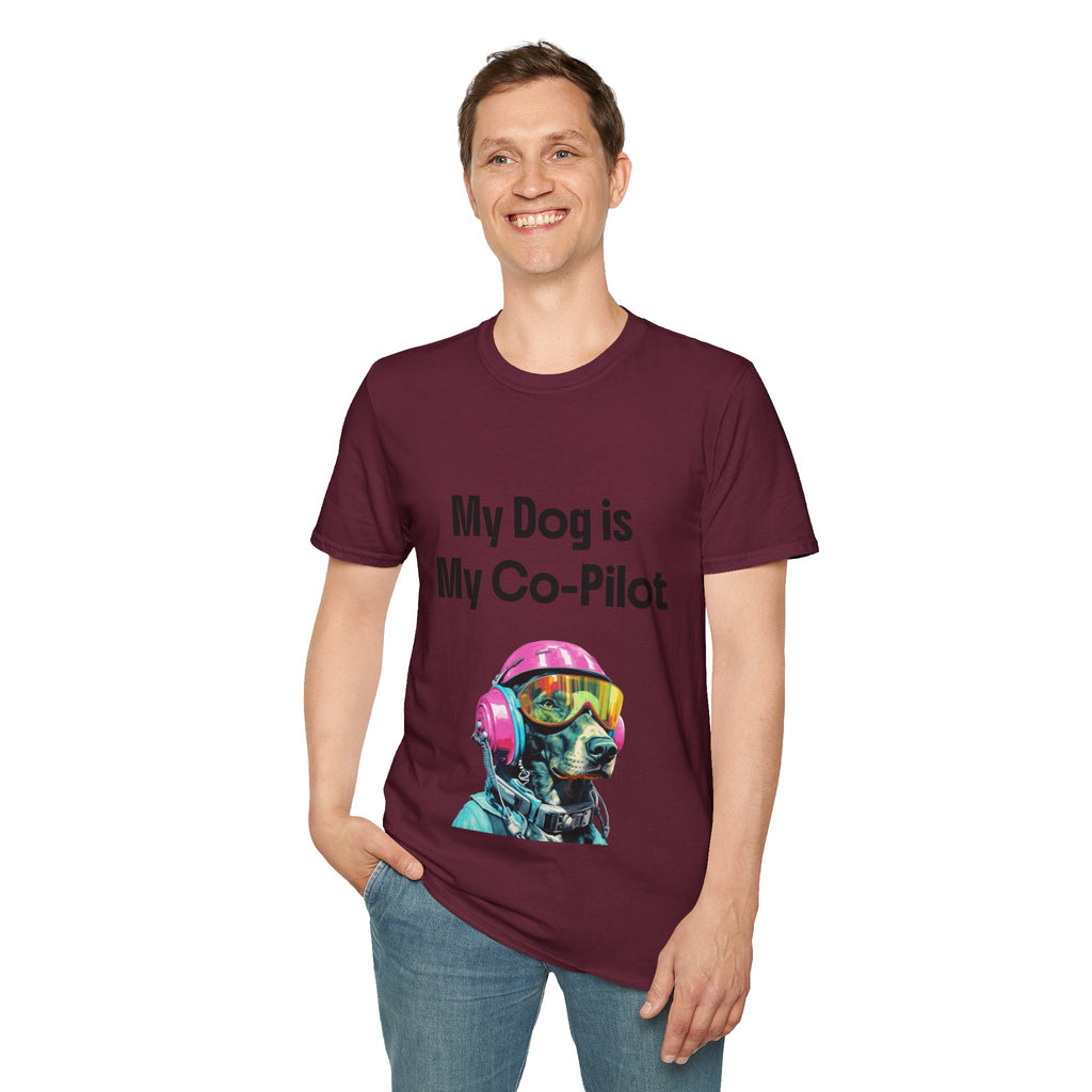 Dog Co-Pilot Unisex Softstyle T-Shirt