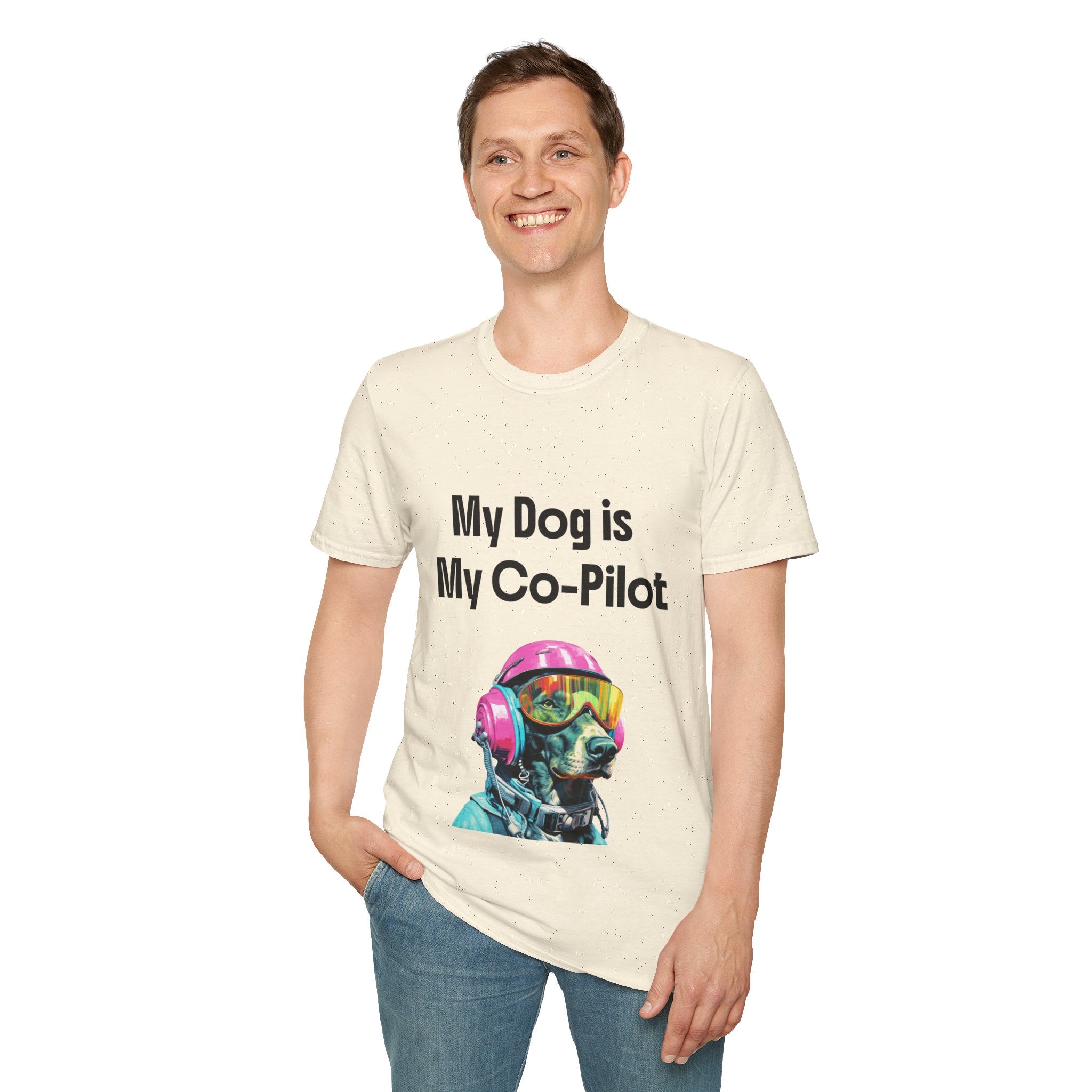 Dog Co-Pilot Unisex Softstyle T-Shirt