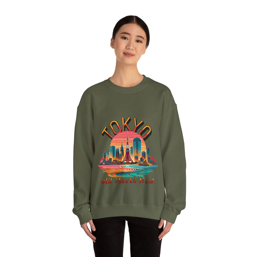 Toyko Old meets New Unisex Heavy Blend™ Crewneck Sweatshirt
