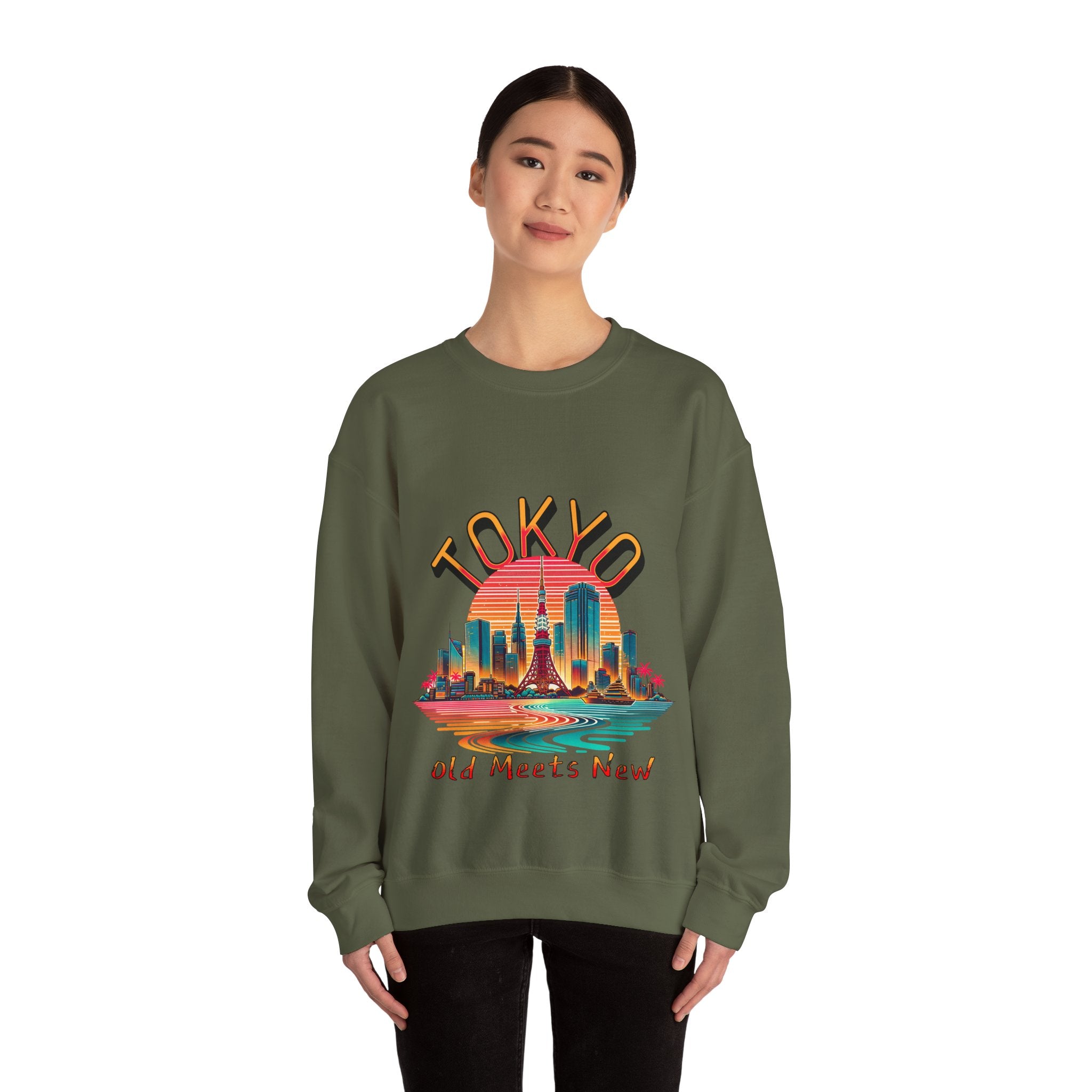 Toyko Old meets New Unisex Heavy Blend™ Crewneck Sweatshirt