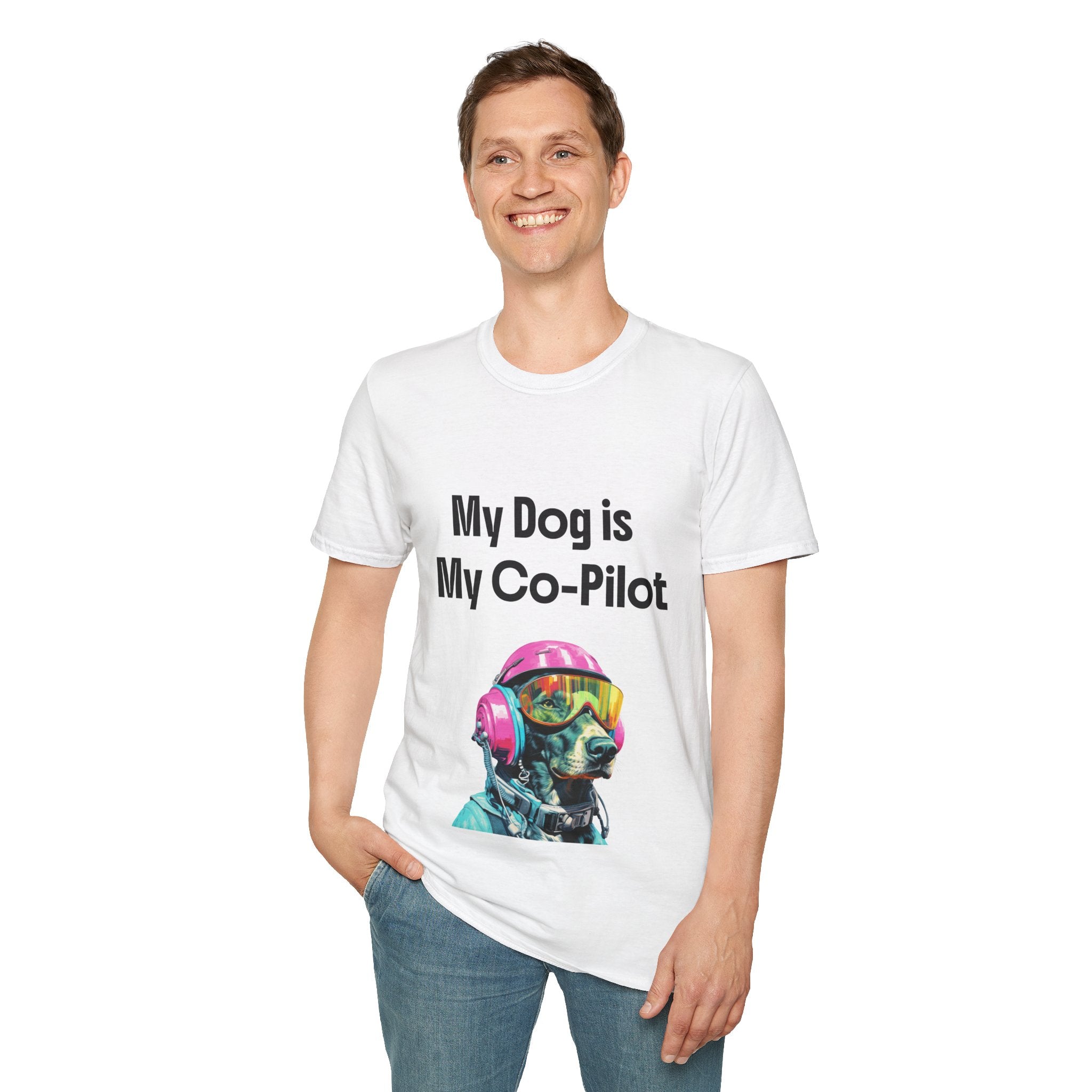 Dog Co-Pilot Unisex Softstyle T-Shirt